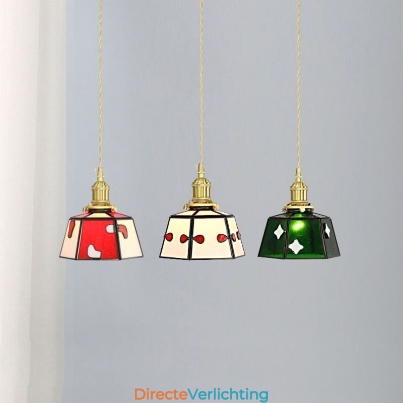 Kleurrijke glazen hanglamp Japanse stijl retro decoratieve nachtkastje hanglamp