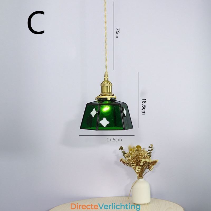 Kleurrijke glazen hanglamp Japanse stijl retro decoratieve nachtkastje hanglamp