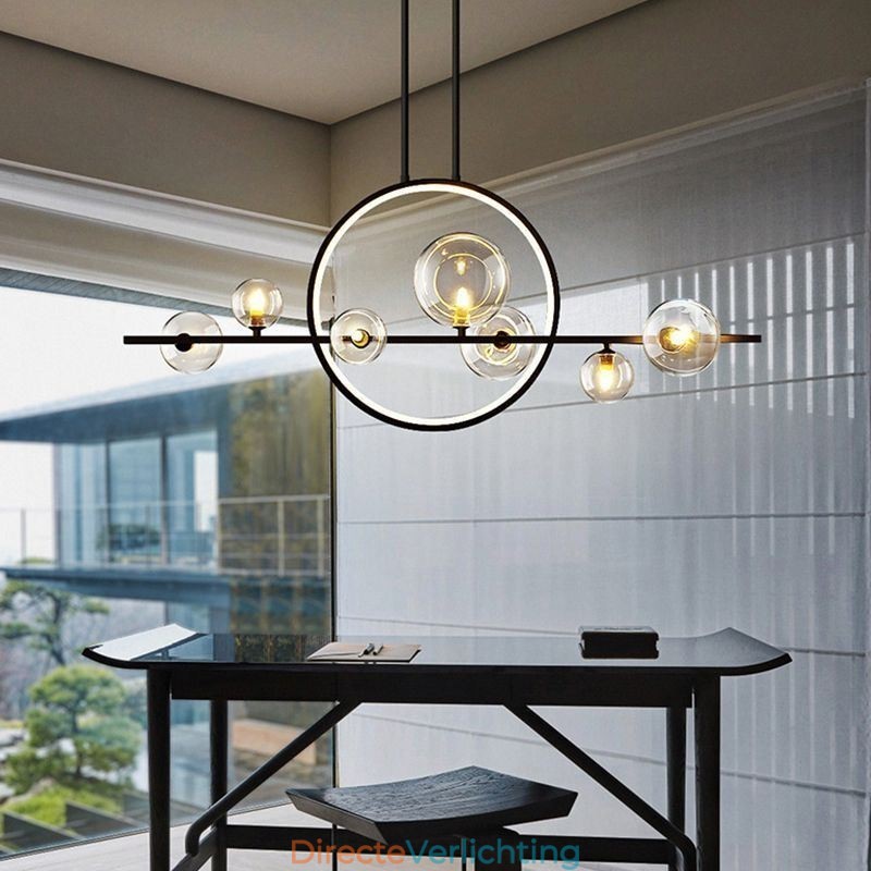 Moderne metalen kroonluchter met heldere glazen bubbels hanglampen