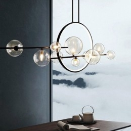 Moderne metalen kroonluchter met heldere glazen bubbels hanglampen