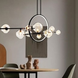 Moderne metalen kroonluchter met heldere glazen bubbels hanglampen