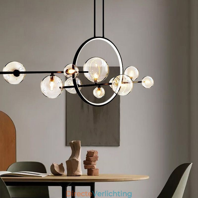 Moderne metalen kroonluchter met heldere glazen bubbels hanglampen