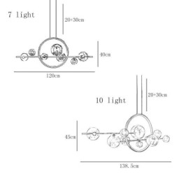 Moderne metalen kroonluchter met heldere glazen bubbels hanglampen