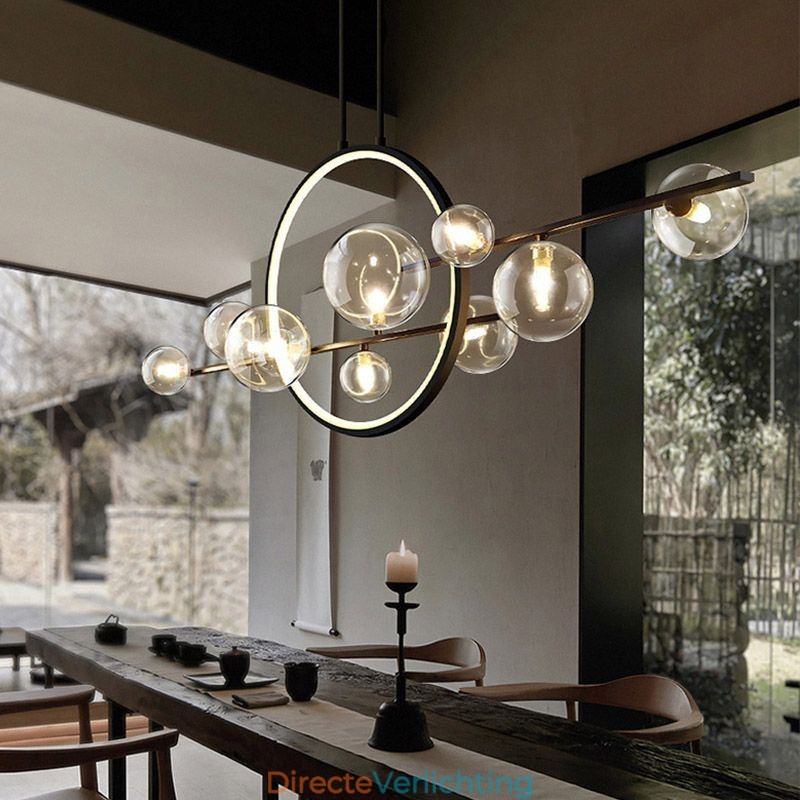 Moderne metalen kroonluchter met heldere glazen bubbels hanglampen
