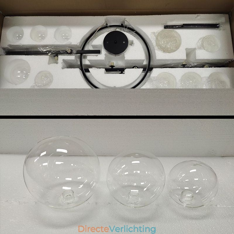 Moderne metalen kroonluchter met heldere glazen bubbels hanglampen