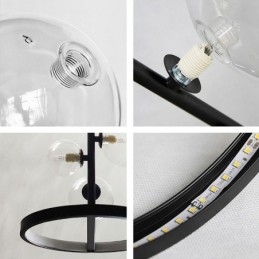 Moderne metalen kroonluchter met heldere glazen bubbels hanglampen