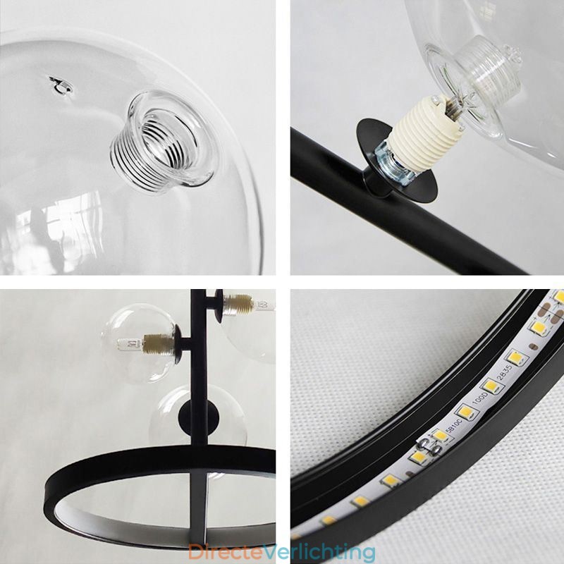 Moderne metalen kroonluchter met heldere glazen bubbels hanglampen