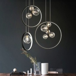Nordic Hanglamp Glazen Bubbel Cirkel Kroonluchter Moderne Salonlamp