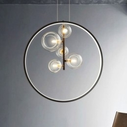 Nordic Hanglamp Glazen Bubbel Cirkel Kroonluchter Moderne Salonlamp