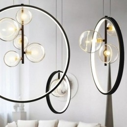 Nordic Hanglamp Glazen Bubbel Cirkel Kroonluchter Moderne Salonlamp