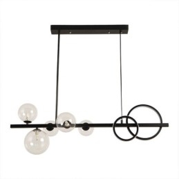 Moderne glazen bubbel hanglamp zwarte lange beugellampen