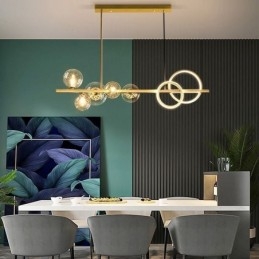 Moderne glazen bubbel hanglamp zwarte lange beugellampen
