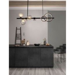 Moderne glazen bubbel hanglamp zwarte lange beugellampen
