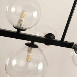 Moderne glazen bubbel hanglamp zwarte lange beugellampen