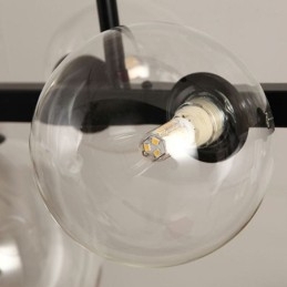Moderne glazen bubbel hanglamp zwarte lange beugellampen
