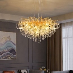 Nordic Kristallen Kroonluchter Bloem Ronde Kap Luxe Gouden Hanglamp