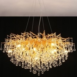 Nordic Kristallen Kroonluchter Bloem Ronde Kap Luxe Gouden Hanglamp