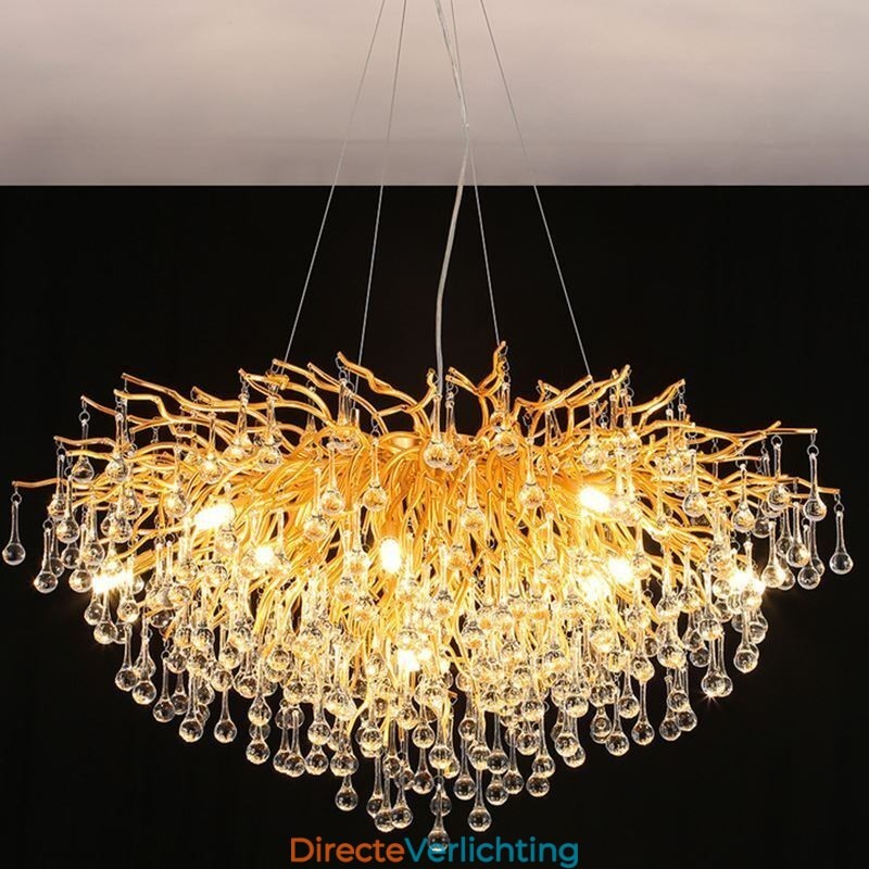 Nordic Kristallen Kroonluchter Bloem Ronde Kap Luxe Gouden Hanglamp