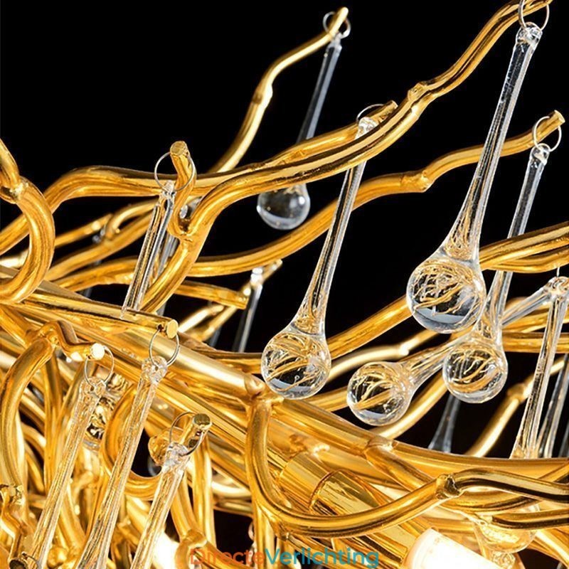 Nordic Kristallen Kroonluchter Bloem Ronde Kap Luxe Gouden Hanglamp