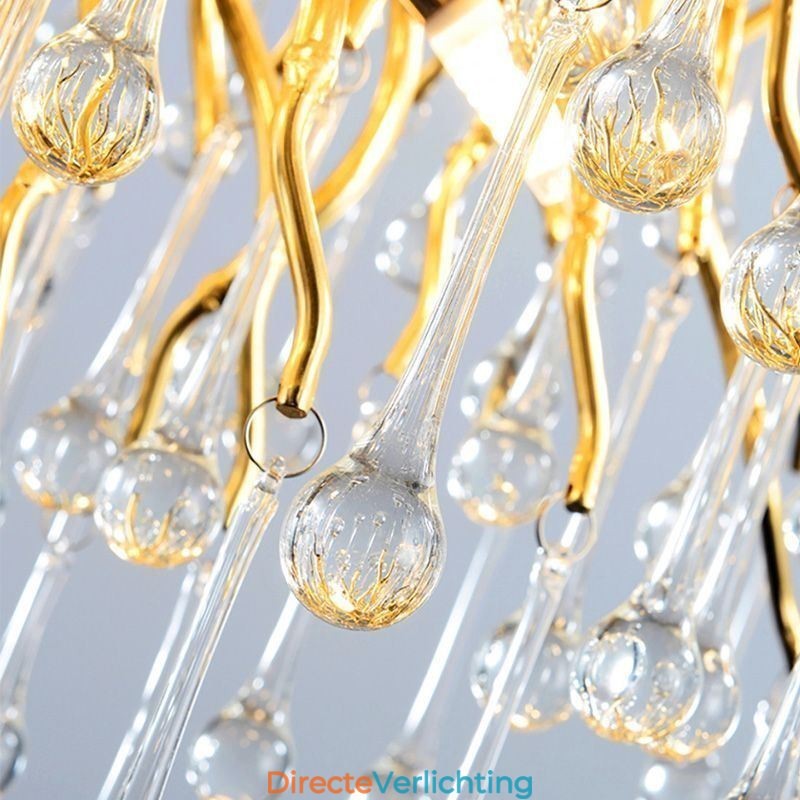 Nordic Kristallen Kroonluchter Bloem Ronde Kap Luxe Gouden Hanglamp