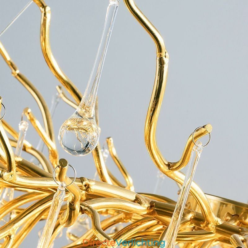 Nordic Kristallen Kroonluchter Bloem Ronde Kap Luxe Gouden Hanglamp