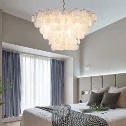 Natuurlijke schelp kroonluchter ronde gelaagde hanglamp eetkamer