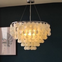 Capiz Shell Hanglamp Natuurlijke Hangende Ronde Gelaagde Kroonluchter