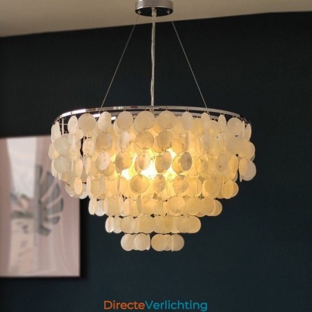 Capiz Shell Hanglamp Natuurlijke Hangende Ronde Gelaagde Kroonluchter Capiz Shell Hanglamp Natuurlijke Hangende Ronde Gelaagde Kroonluchter