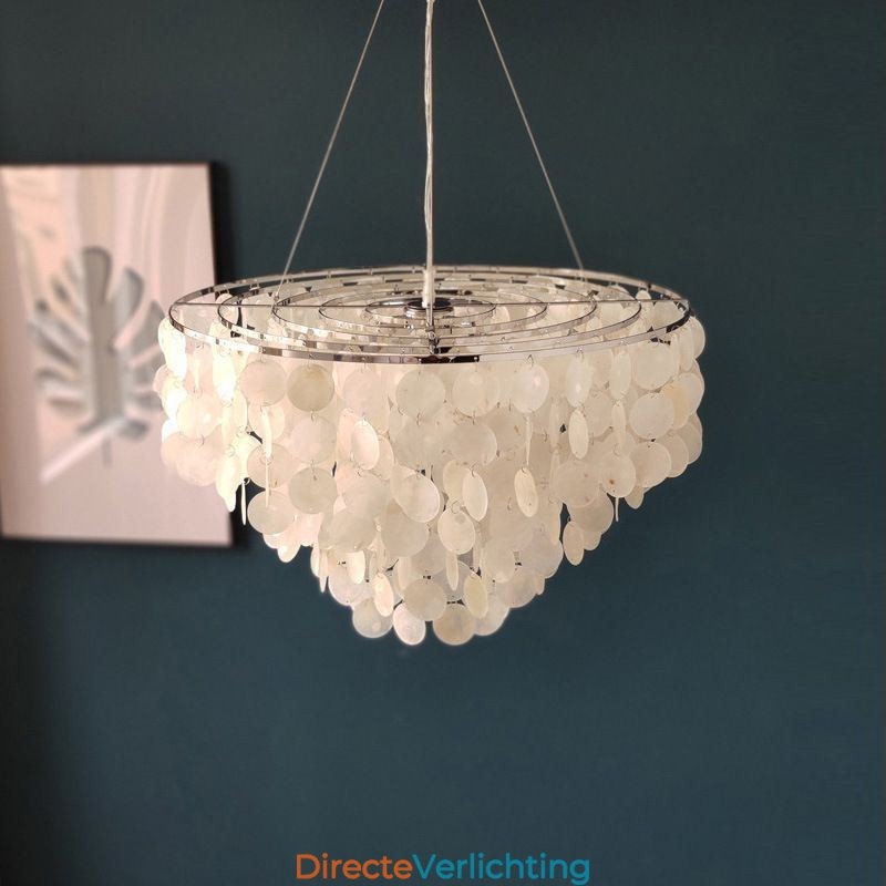 Capiz Shell Hanglamp Natuurlijke Hangende Ronde Gelaagde Kroonluchter