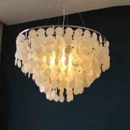 Capiz Shell Hanglamp Natuurlijke Hangende Ronde Gelaagde Kroonluchter