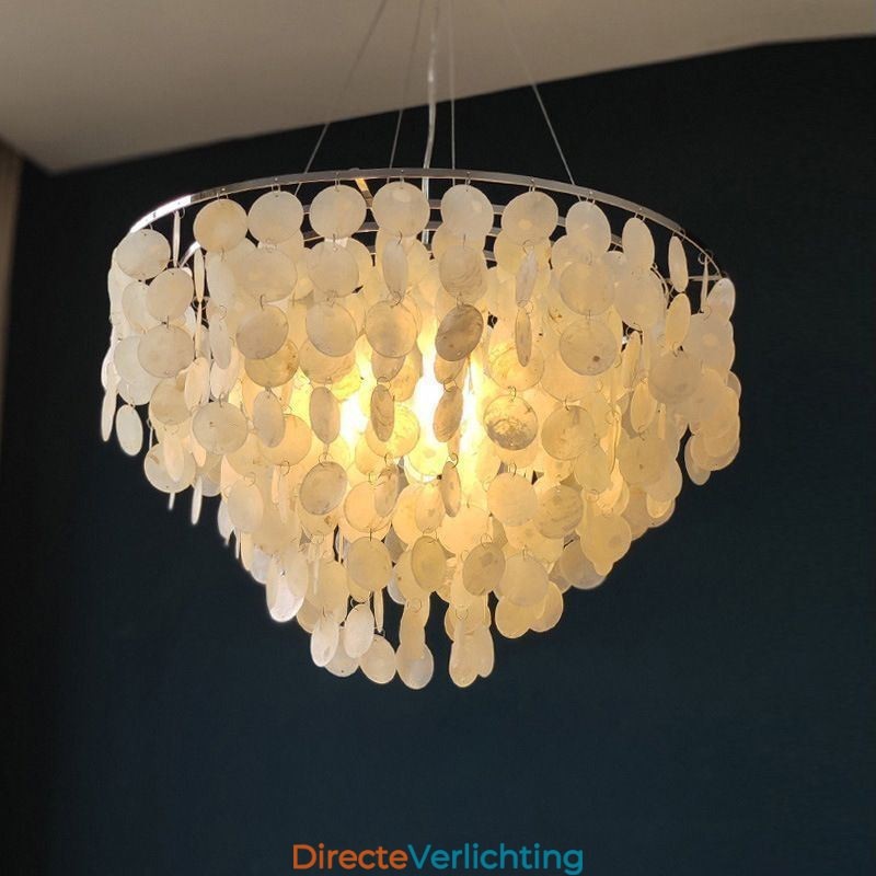 Capiz Shell Hanglamp Natuurlijke Hangende Ronde Gelaagde Kroonluchter