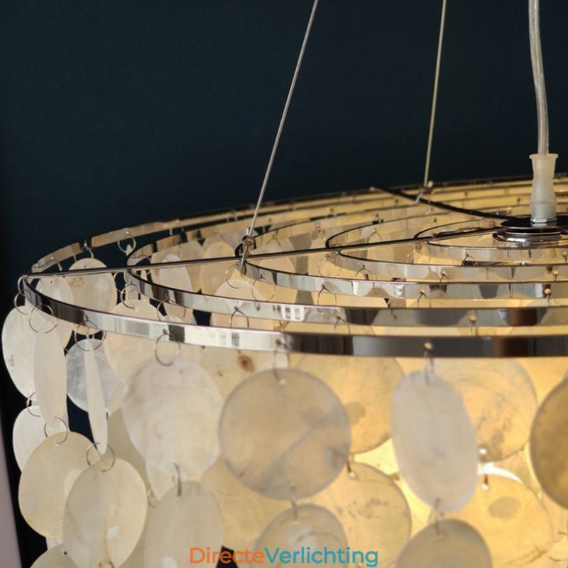 Capiz Shell Hanglamp Natuurlijke Hangende Ronde Gelaagde Kroonluchter