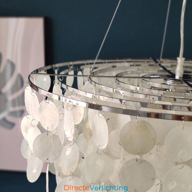 Capiz Shell Hanglamp Natuurlijke Hangende Ronde Gelaagde Kroonluchter