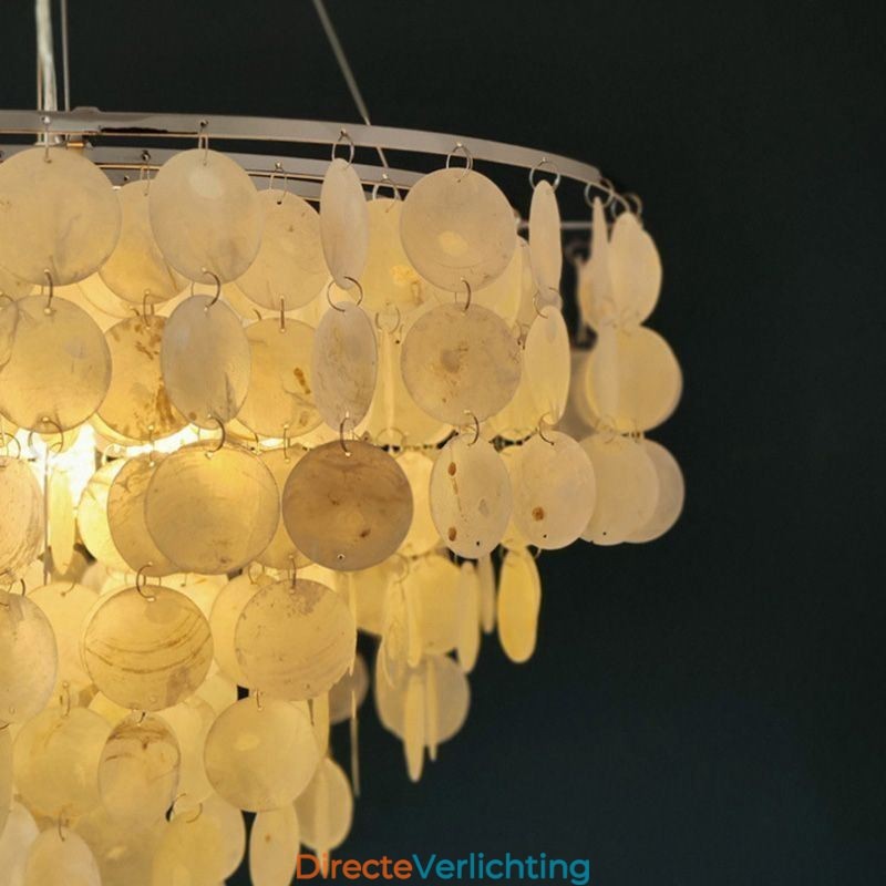 Capiz Shell Hanglamp Natuurlijke Hangende Ronde Gelaagde Kroonluchter