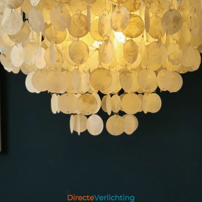 Capiz Shell Hanglamp Natuurlijke Hangende Ronde Gelaagde Kroonluchter
