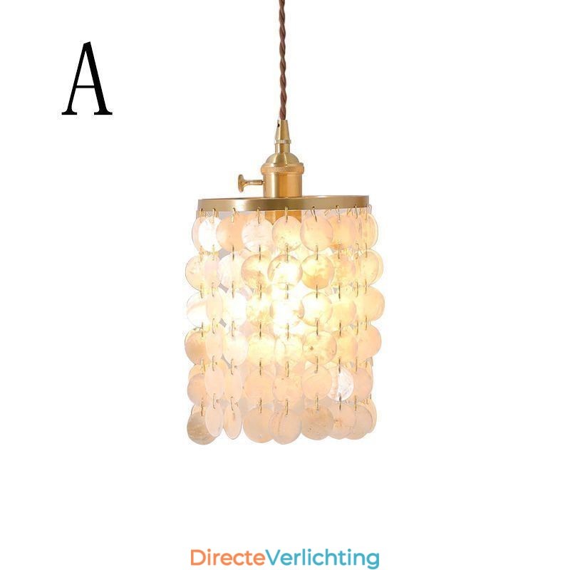 Moderne klassieke kroonluchter witte schelp kap hanglamp plafond