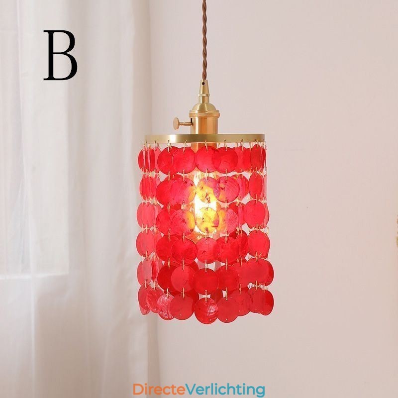 Moderne klassieke kroonluchter witte schelp kap hanglamp plafond