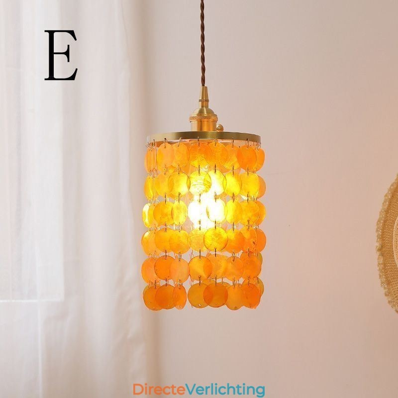 Moderne klassieke kroonluchter witte schelp kap hanglamp plafond