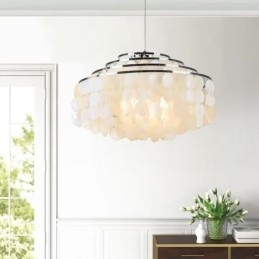 Moderne regendruppel kroonluchter witte schelp kap plafond hanglamp