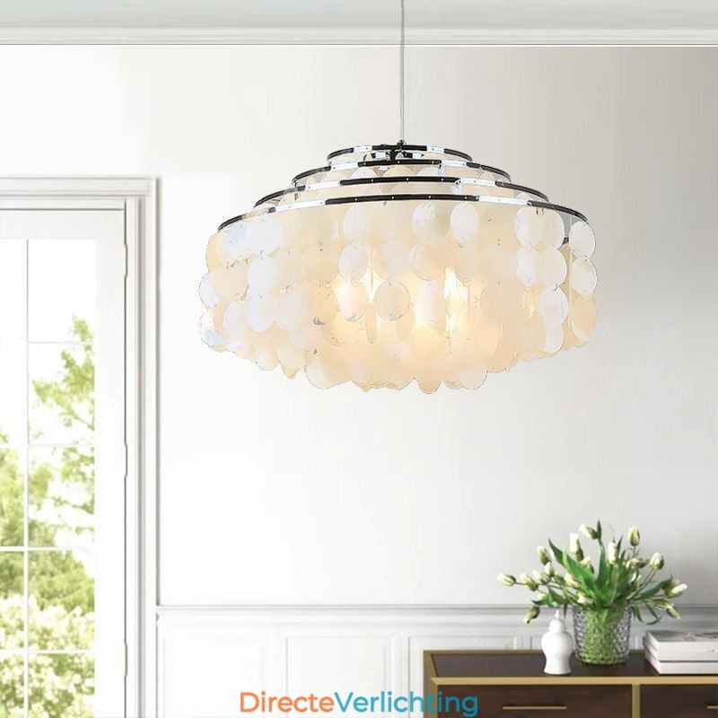 Moderne regendruppel kroonluchter witte schelp kap plafond hanglamp