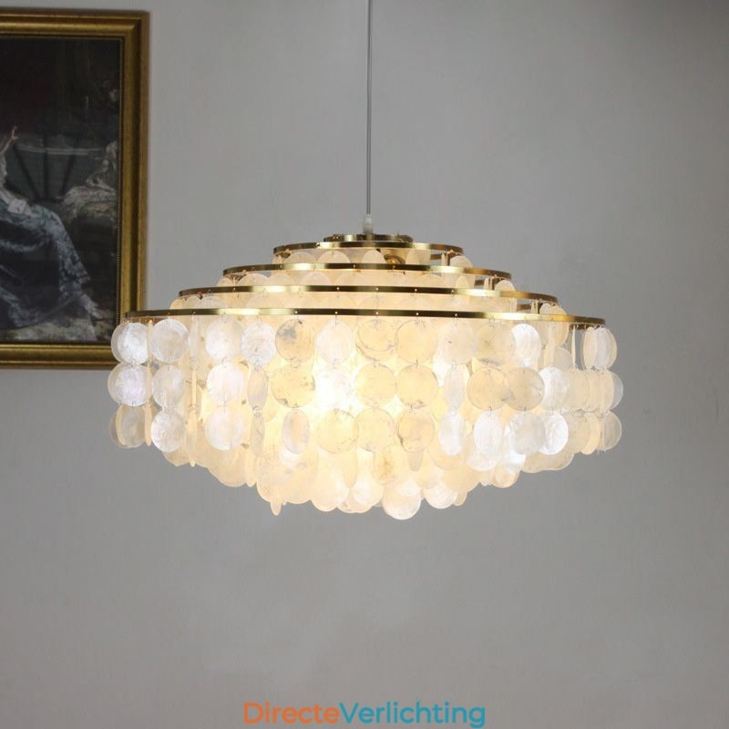 Moderne regendruppel kroonluchter witte schelp kap plafond hanglamp