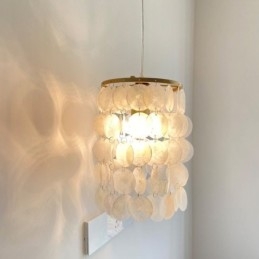 Moderne Capiz hanglamp, eigentijdse mini hanglamp, plafondverlichting, eetkamer
