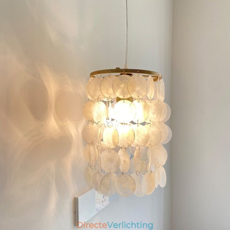 Moderne Capiz hanglamp, eigentijdse mini hanglamp, plafondverlichting, eetkamer