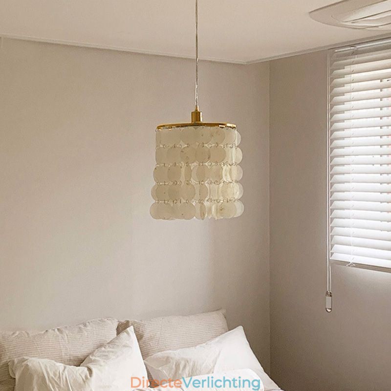 Moderne Capiz hanglamp, eigentijdse mini hanglamp, plafondverlichting, eetkamer