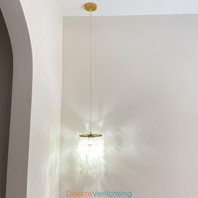 Moderne Capiz hanglamp, eigentijdse mini hanglamp, plafondverlichting, eetkamer