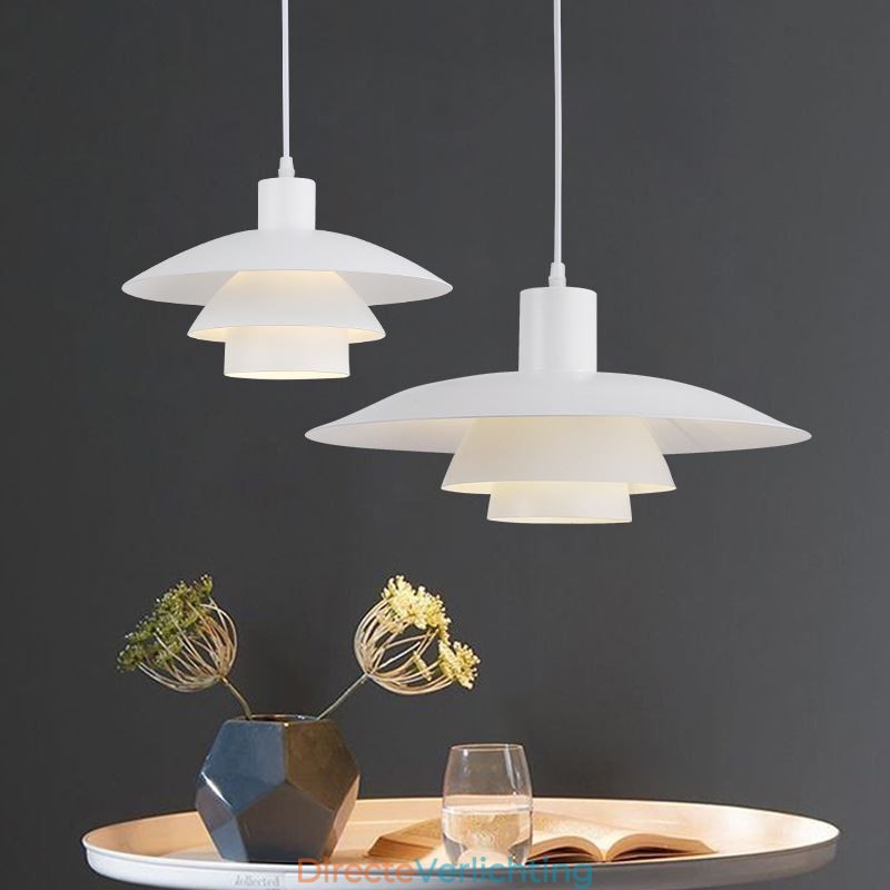 Witte aluminium hanglamp, moderne kroonluchter, verstelbare hanglamp