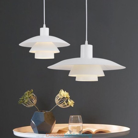 Witte aluminium hanglamp, moderne kroonluchter, verstelbare hanglamp Witte aluminium hanglamp, moderne kroonluchter, verstelbare hanglamp