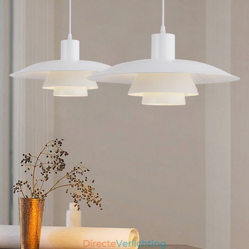 Witte aluminium hanglamp, moderne kroonluchter, verstelbare hanglamp
