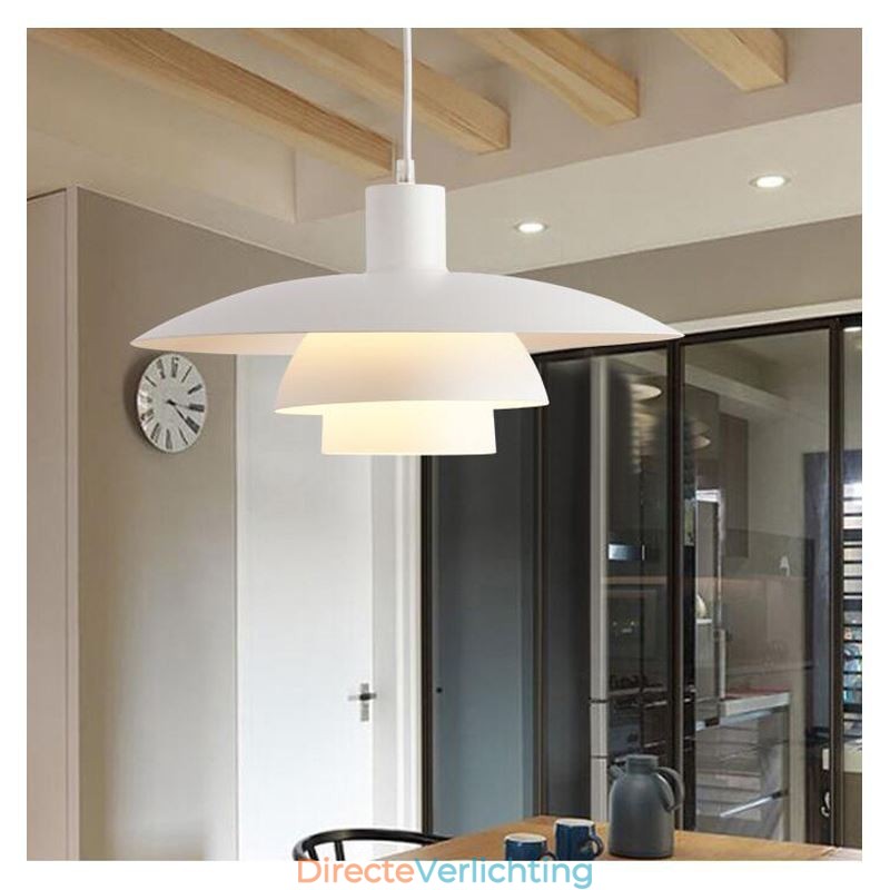 Witte aluminium hanglamp, moderne kroonluchter, verstelbare hanglamp