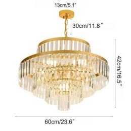 Gouden Kristallen Hanglamp 4 Lagen Plafondverlichting 7 Lampen